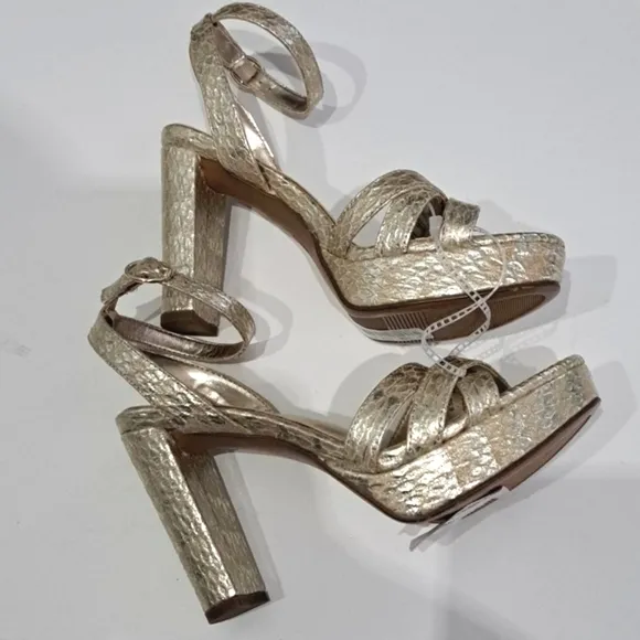 Naturalizer Mallory Snake Print Ankle Strap Metallic Leather Platform Sa…