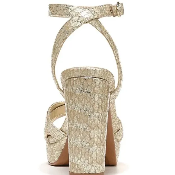 Naturalizer Mallory Snake Print Ankle Strap Metallic Leather Platform Sa…
