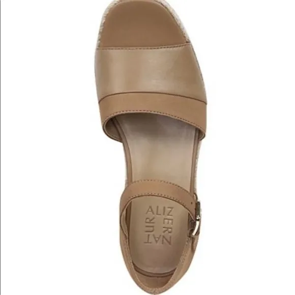 Naturalizer OPAL Tan Colorblock Platform Wedge Espadrille sandals women size 9.5