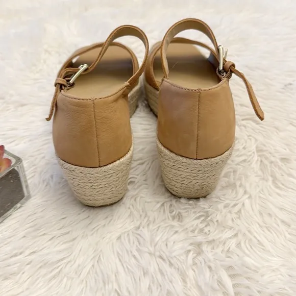 Naturalizer OPAL Tan Colorblock Platform Wedge Espadrille sandals women size 9.5
