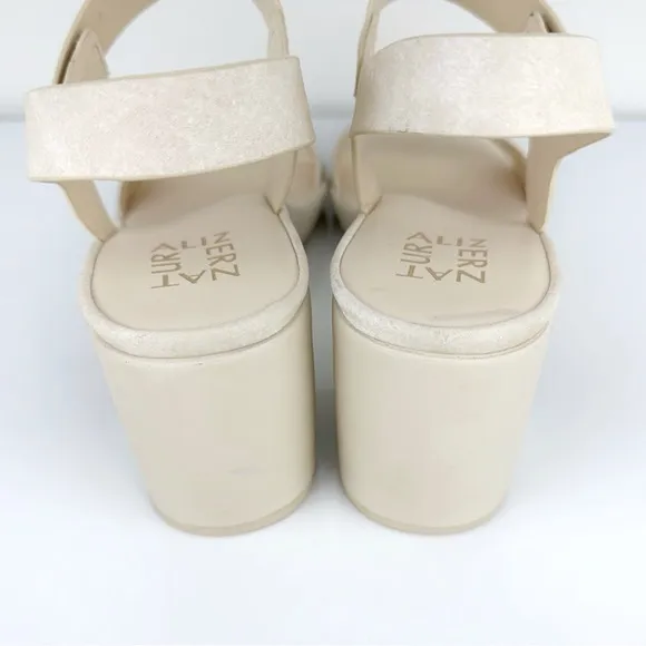 Naturalizer Women's Genn-Rise 2 Leather Strappy Heels Sandals Ivory Size 9.5