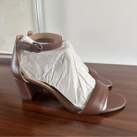 Naturalizer Women's Vera Heeled Sandal Cocoa Brown Leather 8 NWOB