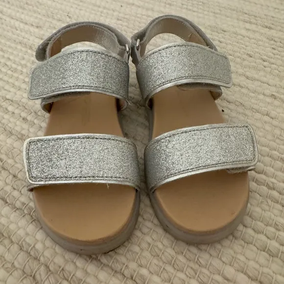Naturino Girls Silver Glitter Sandals - Size 29 / US 12
