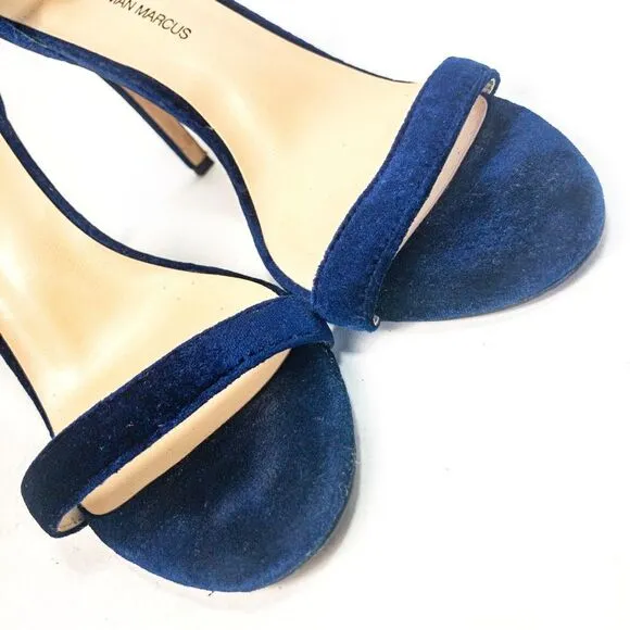 Neiman Marcus Blue Velvet Strappy Stiletto Sandals Heels Sz 8.5M