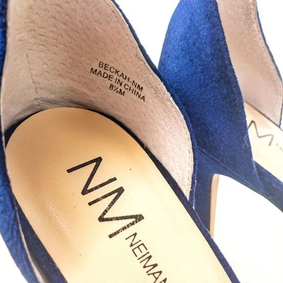 Neiman Marcus Blue Velvet Strappy Stiletto Sandals Heels Sz 8.5M