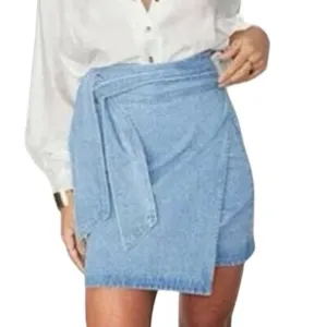 NEVER FULLY DRESSED Blue Denim Mini Jaspre Skirt Wrap Tie - Sz 4 - NWT
