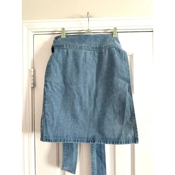 NEVER FULLY DRESSED Blue Denim Mini Jaspre Skirt Wrap Tie - Sz 4 - NWT