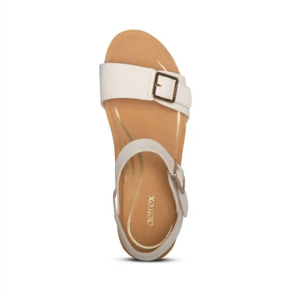 NEW AETREX women's lexa wedge sandals in ivory