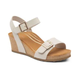 NEW AETREX women's lexa wedge sandals in ivory