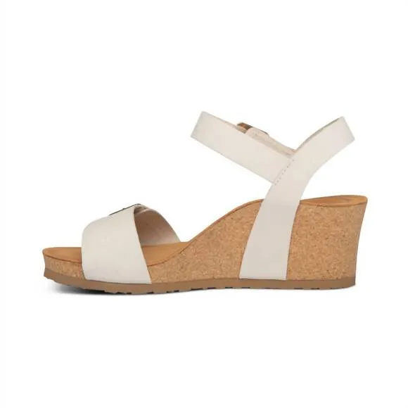 NEW AETREX women's lexa wedge sandals in ivory