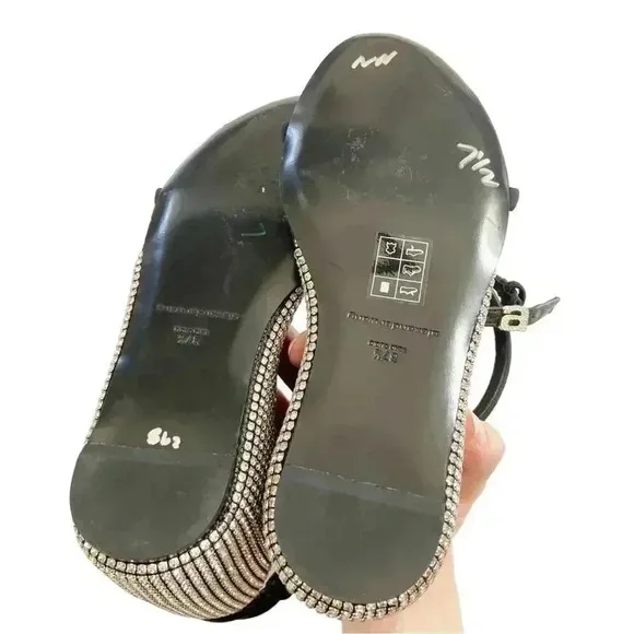 NEW Alexander Wang Dahlia Crystal Wedge Sandals size 37.5 US7