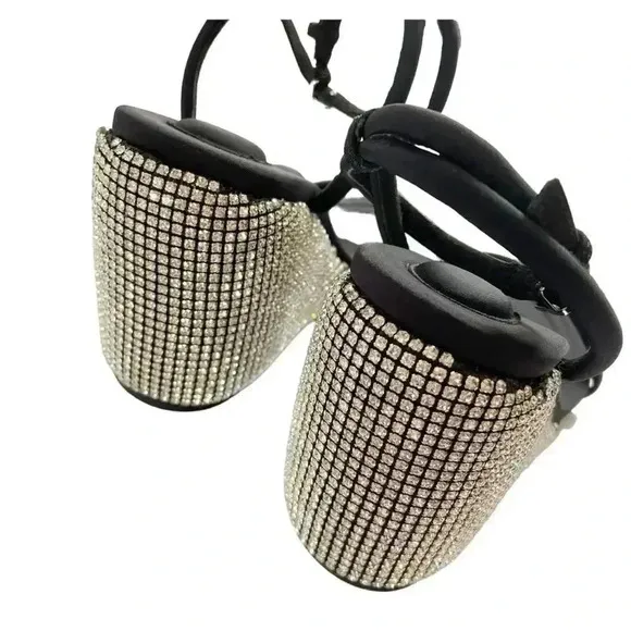 NEW Alexander Wang Dahlia Crystal Wedge Sandals size 37.5 US7