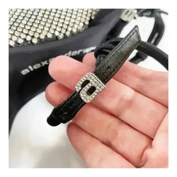 NEW Alexander Wang Dahlia Crystal Wedge Sandals size 37.5 US7