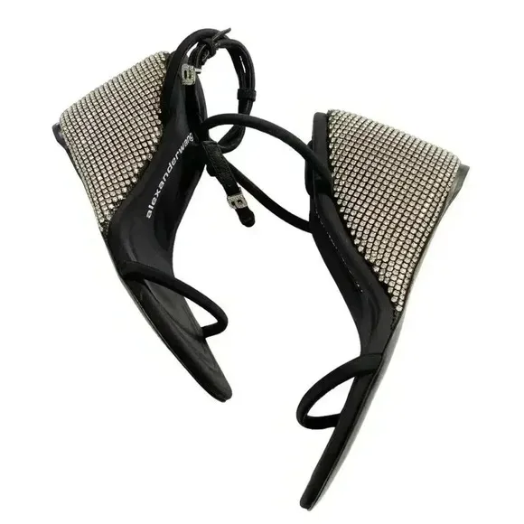 NEW Alexander Wang Dahlia Crystal Wedge Sandals size 37.5 US7