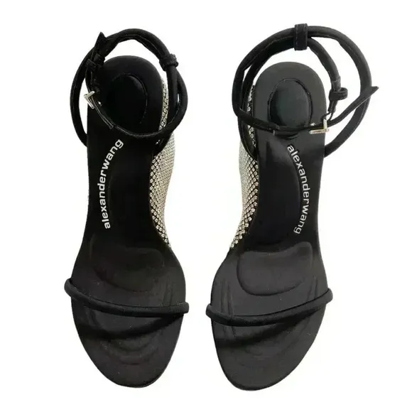 NEW Alexander Wang Dahlia Crystal Wedge Sandals size 37.5 US7
