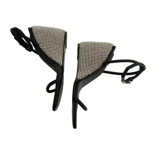 NEW Alexander Wang Dahlia Crystal Wedge Sandals size 37.5 US7