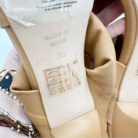 NEW ALOHAS Puffy Twist Strap Mule in Camel Tan Brown Heeled Sandal Heel 8.5