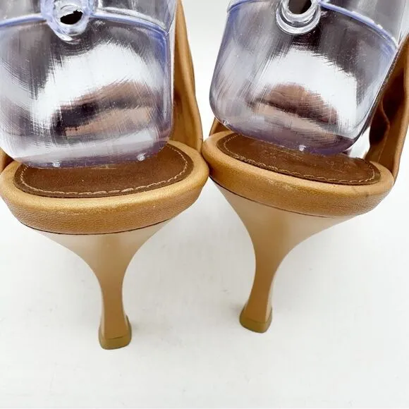 NEW ALOHAS Puffy Twist Strap Mule in Camel Tan Brown Heeled Sandal Heel 8.5