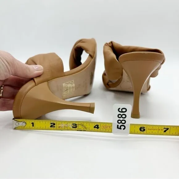 NEW ALOHAS Puffy Twist Strap Mule in Camel Tan Brown Heeled Sandal Heel 8.5