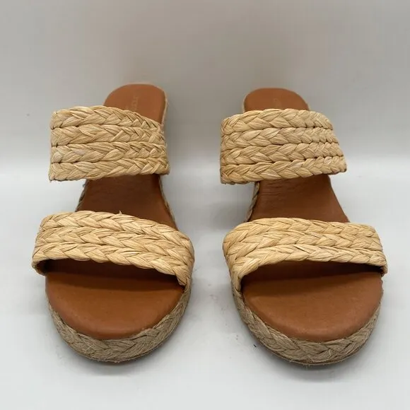 New André Assous Nolita Espadrille Wedge Sandal Shoe Sz 39 US 8.5 Beige Bohemian