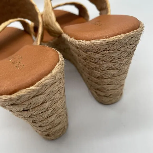 New André Assous Nolita Espadrille Wedge Sandal Shoe Sz 39 US 8.5 Beige Bohemian