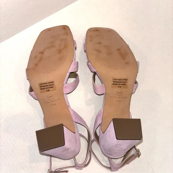 NEW Ann Taylor Annetta Suede Huarache block heel sandals Light Purple‎ size 11