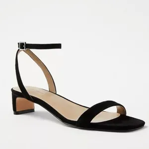 NEW! ANN TAYLOR Black Leather Suede Blade Ankle Strap Sandals 9.5.