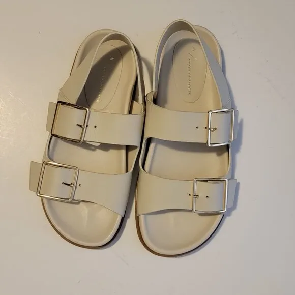 NEW Anthropologie Slingback Sandals Womens 7 Ivory Chic Basic Minimalist