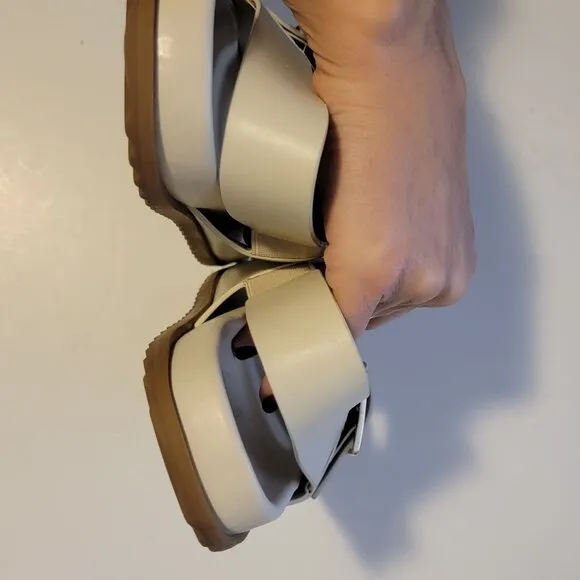 NEW Anthropologie Slingback Sandals Womens 7 Ivory Chic Basic Minimalist