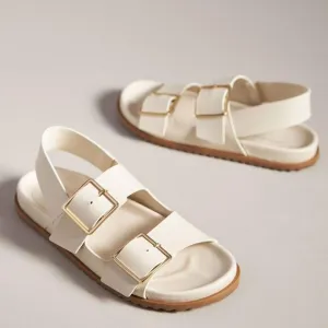 NEW Anthropologie Slingback Sandals Womens 7 Ivory Chic Basic Minimalist
