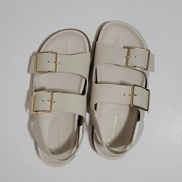 NEW Anthropologie Slingback Sandals Womens 8 Ivory Chic Flatform Minimalist