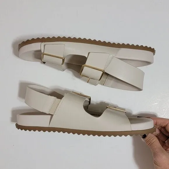 NEW Anthropologie Slingback Sandals Womens 8 Ivory Chic Flatform Minimalist