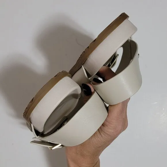 NEW Anthropologie Slingback Sandals Womens 8 Ivory Chic Flatform Minimalist