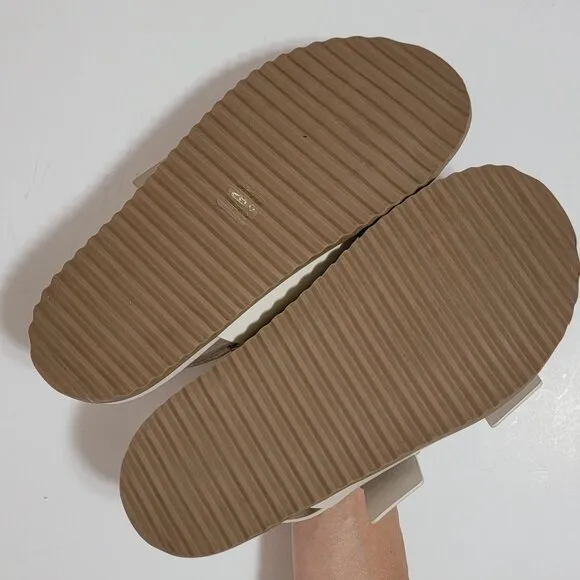 NEW Anthropologie Slingback Sandals Womens 8 Ivory Chic Flatform Minimalist