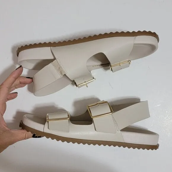 NEW Anthropologie Slingback Sandals Womens 8 Ivory Chic Flatform Minimalist