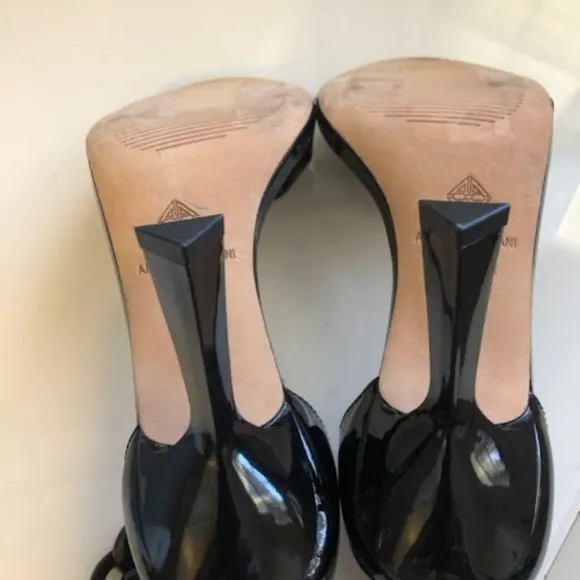 New ANTONIO MELANI Corolitta Black Chain Strap Patent Stiletto Sandal 6 &amp; 9.5