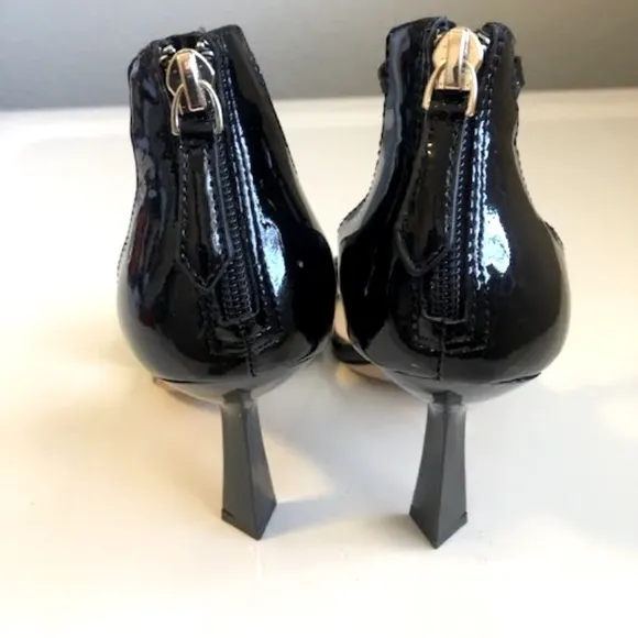 New ANTONIO MELANI Corolitta Black Chain Strap Patent Stiletto Sandal 6 &amp; 9.5