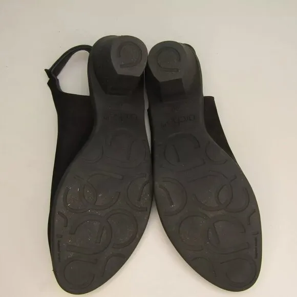 NEW ARCHE Soraly Sandal Peep toe Slingback Slight Heel Slip-On Black Size 9.5