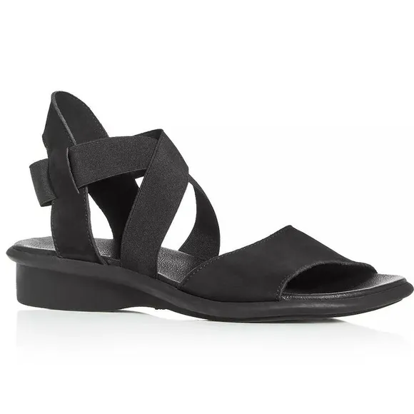 NEW ARCHE Womens Satia Sandals Strappy Low Crossed Strap Black Size 9.5