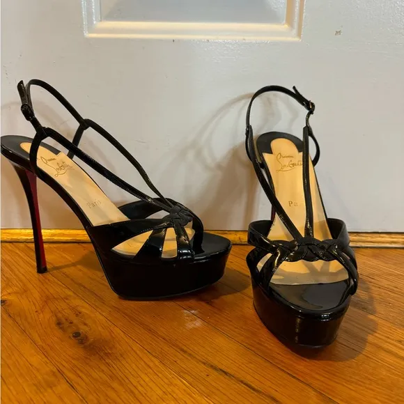 New, Authentic Christian Louboutin Platform strappy slingback sandals heels