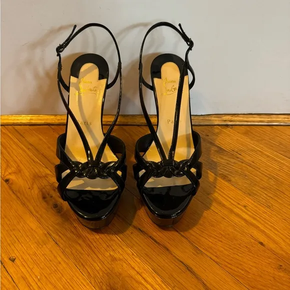 New, Authentic Christian Louboutin Platform strappy slingback sandals heels