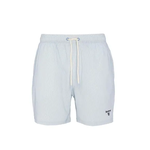 NEW BARBOUR somerset pinstripe swim shorts in sky blue
