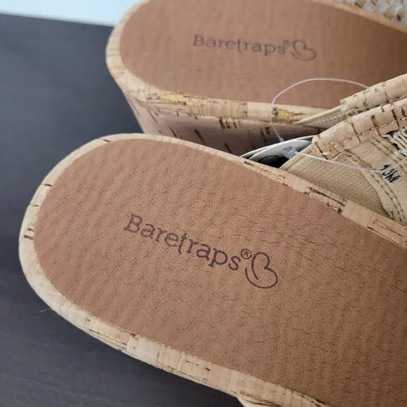 NEW Baretraps Womens Bethie Slide Natural 9.5M Wedge Sandals