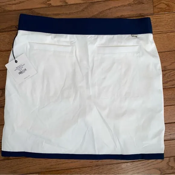 NEW Belyn Key $120 WOVEN UPF 50 Tennis Golf WRAP SKORT Chalk / Ink sz Small NWT