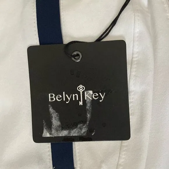 NEW Belyn Key $120 WOVEN UPF 50 Tennis Golf WRAP SKORT Chalk / Ink sz Small NWT
