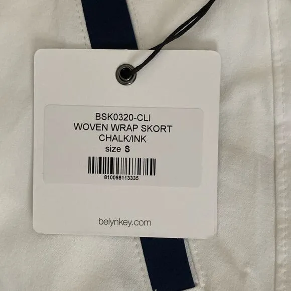 NEW Belyn Key $120 WOVEN UPF 50 Tennis Golf WRAP SKORT Chalk / Ink sz Small NWT