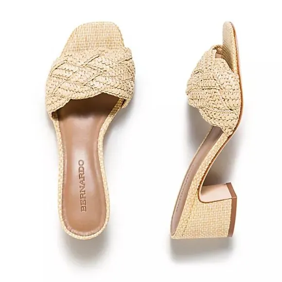 new BERNARDO Made In Brazil Bali Woven Heel Sandals Light Natural 663mn