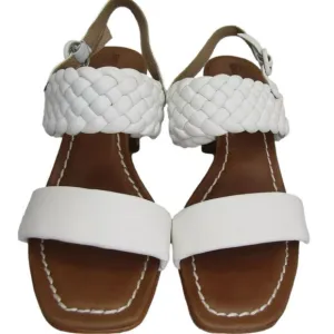 NEW BERNARDO Womens Beaufort 2 Sandals Mid Heel Adjustable Buckle M White Size 7