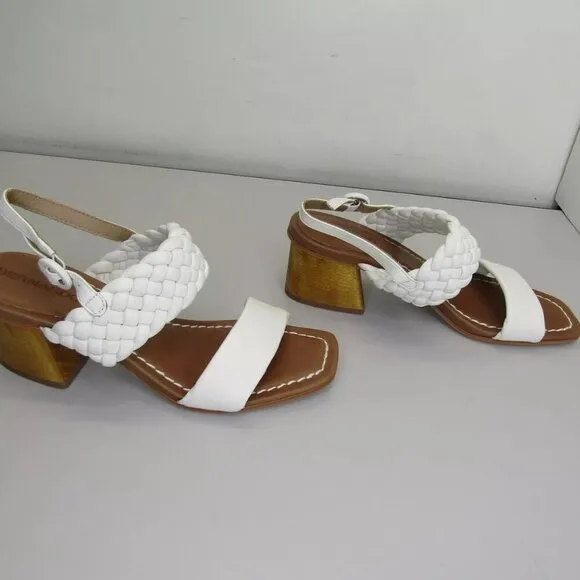 NEW BERNARDO Womens Beaufort 2 Sandals Mid Heel Adjustable Buckle M White Size 7