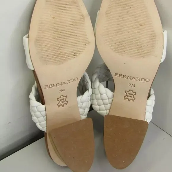 NEW BERNARDO Womens Beaufort 2 Sandals Mid Heel Adjustable Buckle M White Size 7